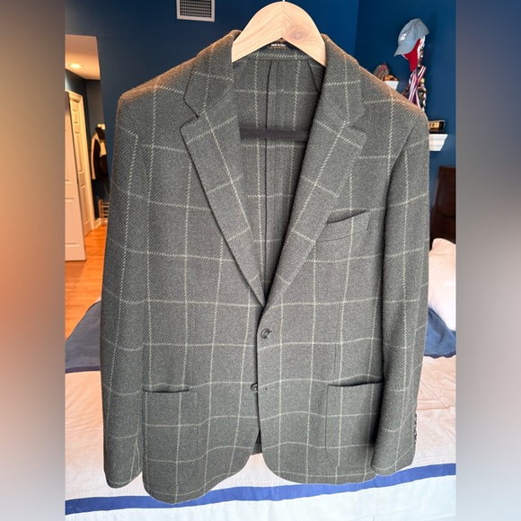 Todd Snyder Men's Olive Green Windowpane Sport Coat